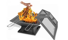 Square Fire Pit & BBQ Grill Combo