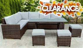 CLEARANCE SALE: Rattan Effect 5 or 9 Seater Garden Corner Sofa with Cushions