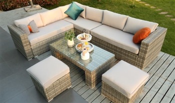 EXPRESS DELIVERY: San Tropez Luxury 8 Seater Rattan Sofa Set with Rain Cover
